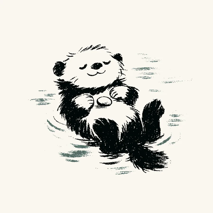An otter holding its favorite pebble on its chest