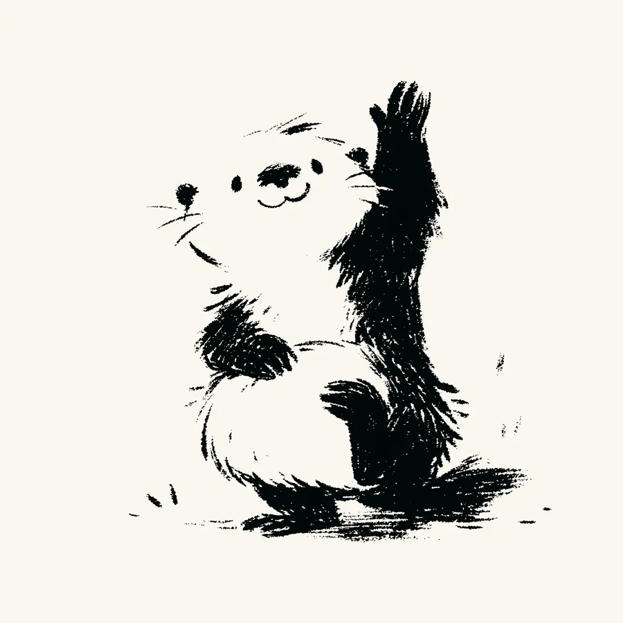 A small otter waving hello